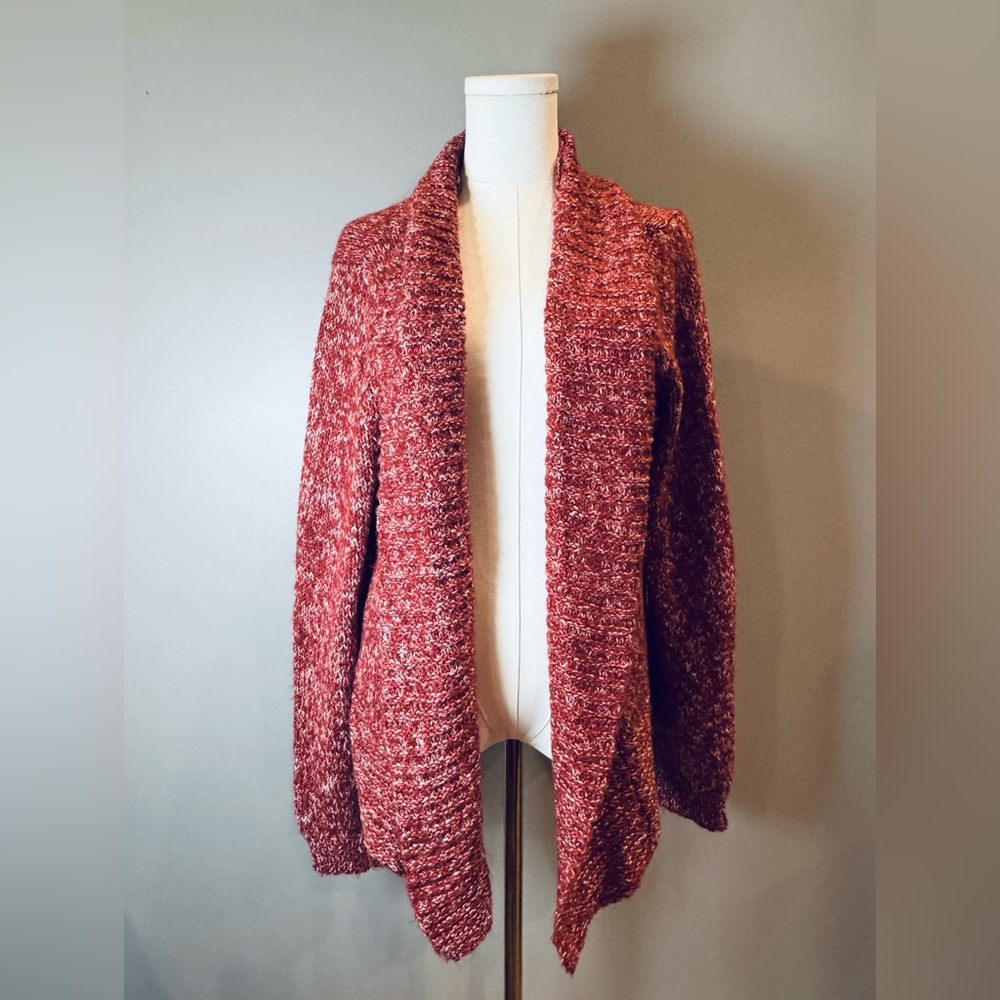 Like New! Denver Hayes Marled Red Open Front Cardigan Sweater | Size XL